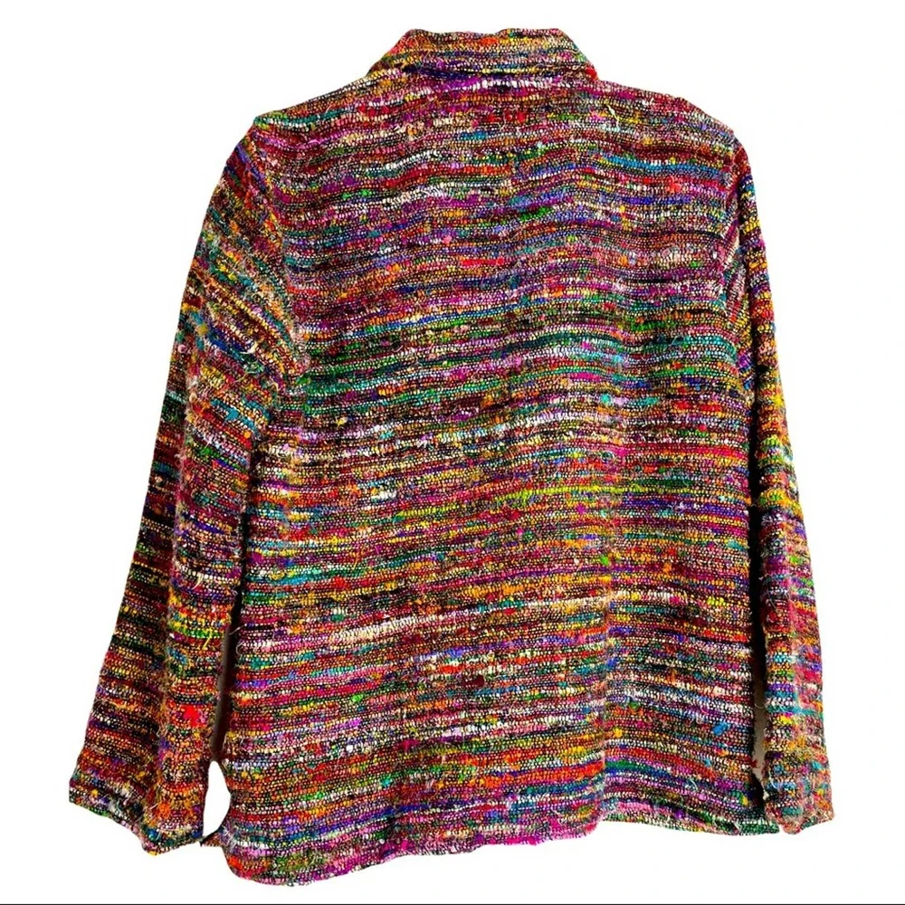 THE TERRITORY AHEAD Multi Colored Silk Jacket lightly worn sz M! - Picture 2 of 12